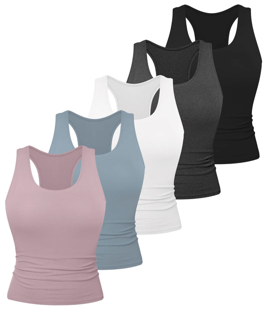 Dalavch 5 Pack Women's Workout Racerback Tank Tops No Built-in Bra