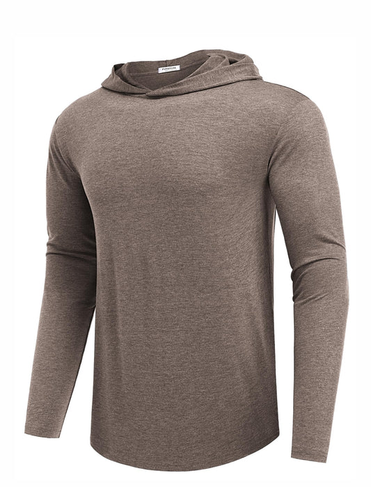 PINSPARK Men's Lightweight Pullover Hoodie Long Sleeve Sweatshirt Brown